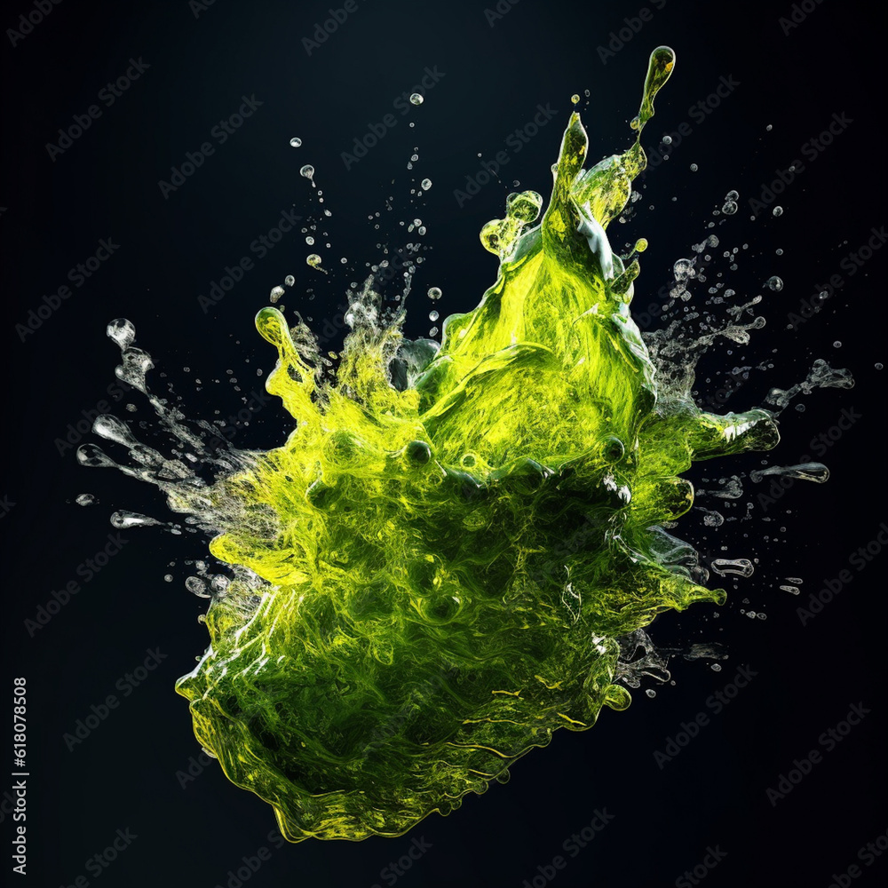 Aufkleber An abstract surreal photograph of a Moldavite splashed in bright paint.  Generative AI technology.