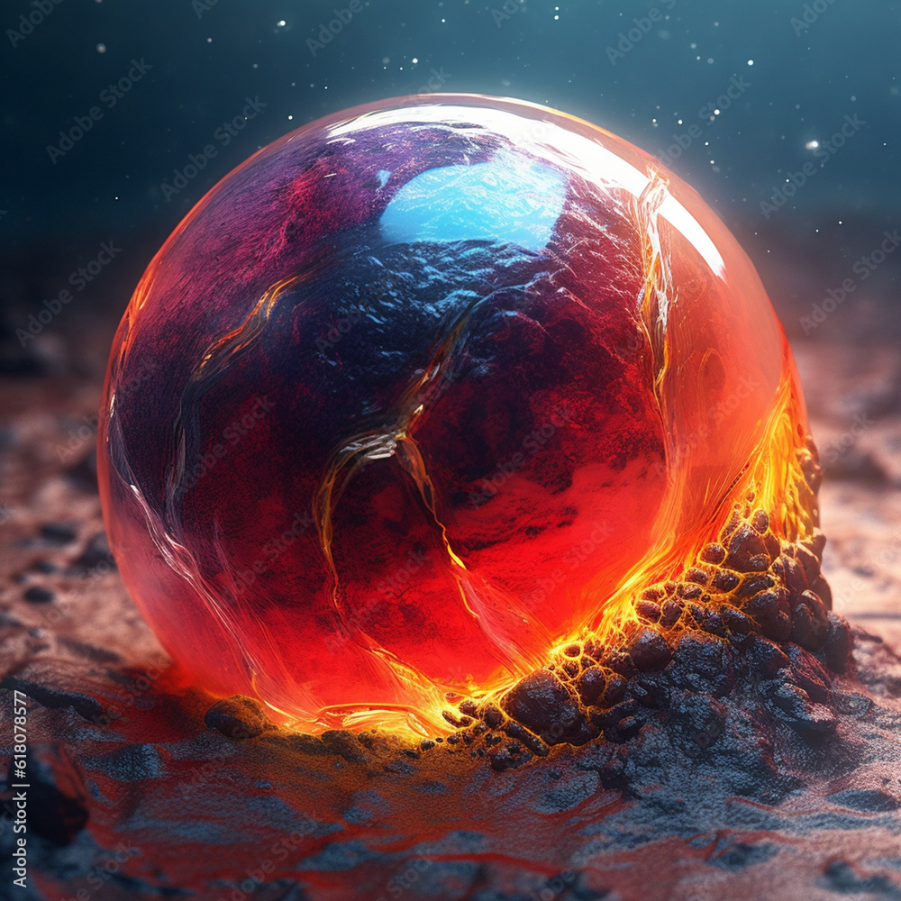 Aufkleber An abstract surreal photograph of a Sunstone splashed in bright paint.  Generative AI technology.