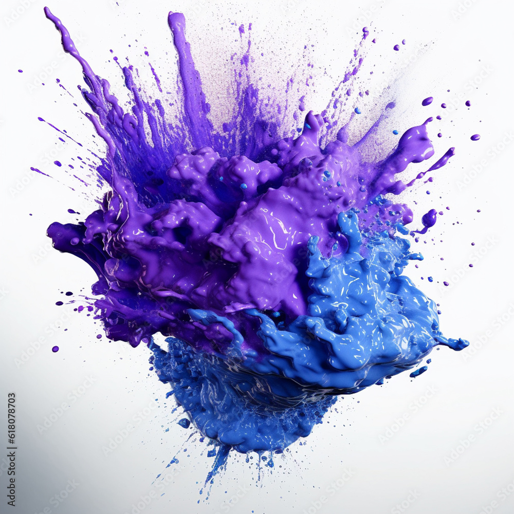 Aufkleber An abstract surreal photograph of a Iolite splashed in bright paint.  Generative AI technology.