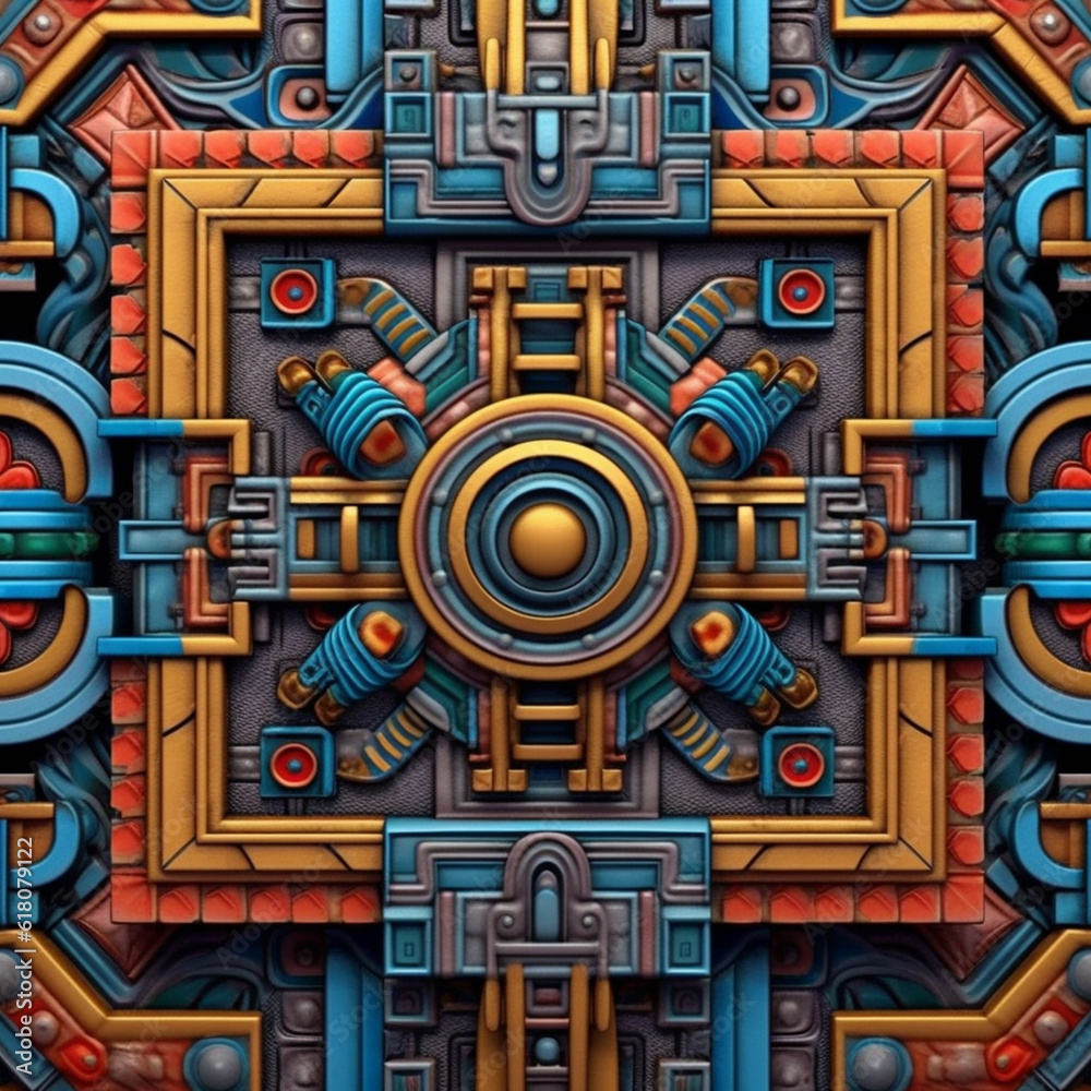 Aufkleber a close-up shot of aztec geometric patterns, inspired by the ancient civilization of mexico, showcas