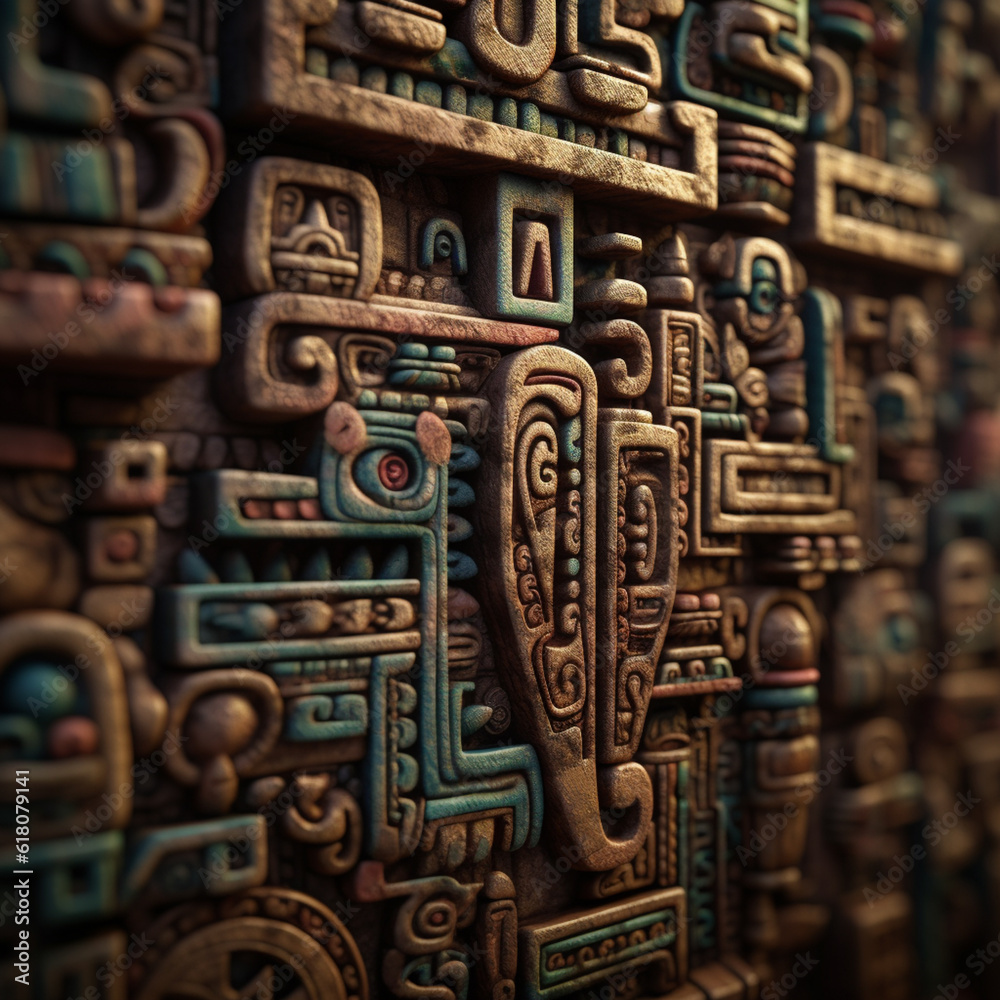 Leinwandbilder a close-up shot of mayan hieroglyphics, representing the ancient writing system of the mayan civiliz