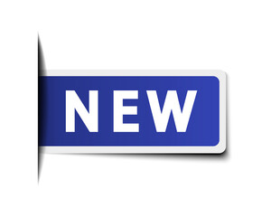 Blue label with word new