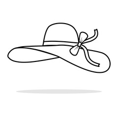 Woman hat icon with bow isolated on white background. vector illustration. editable stroke.