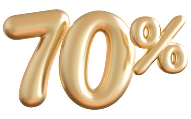 70 Percent Off Numbers Gold 3D Discount