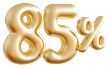 85 Percent Off Numbers Gold 3D Discount