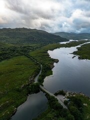 Aerial view of the Killarney national park in Ireland