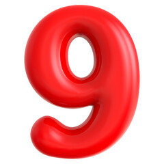 9 Number Red Balloon
