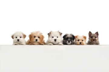 横一列に並んだ子犬たち　with generative ai - obrazy, fototapety, plakaty