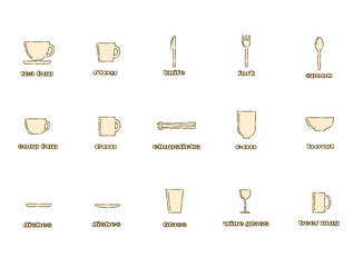 食器アイコンセット　橙