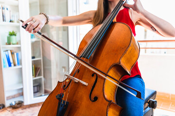 Captivating Image of a Professional Cellist in Home Studio