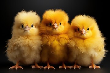 Fototapeta na wymiar Small yellow chickens. Generative AI