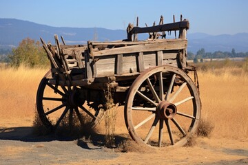 Obraz premium Old wooden rural wagon. Generative AI