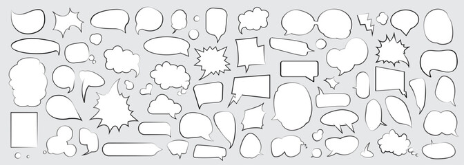 Comic speech bubble collection. Set of cartoon speech bubble message. Blank speech bubble template collection