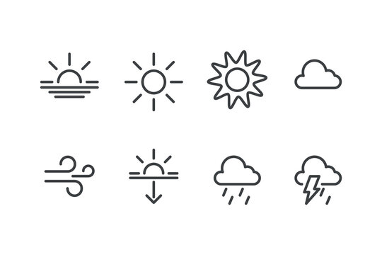 Set of weather line icons. Vector
