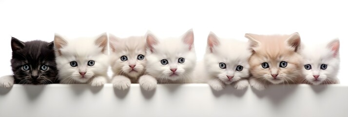 横一列に並んだ子猫たち　ヘッダーサイズ　with generative ai