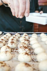 Obraz na płótnie Canvas unrecognizable man cooking buns. Traditional Italian cuisine