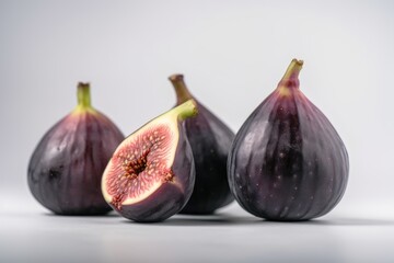 Close-up of ripe fresh figs isolated on white background.