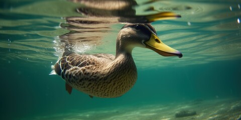 Duck swimming underwater