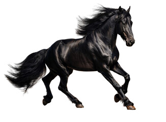 Obraz na płótnie Canvas Black Friesian horse cantering. 