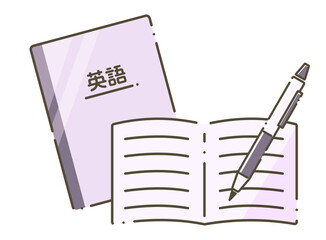 英語ノートとペン