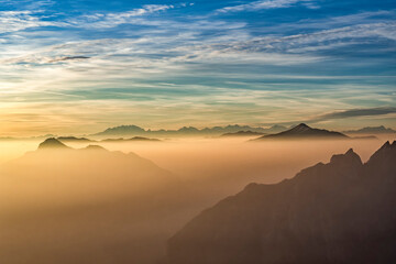 Sunset on the alps from Resegone mountain - obrazy, fototapety, plakaty