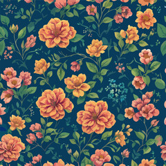 Seamless patterns of flowers and trees and , repeating patterns design, fabric art, flat illustration, highly detailed clean, vector image, photorealistic masterpiece, professional photography, simple