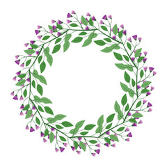 Cute hand drawn round frame with floral elements