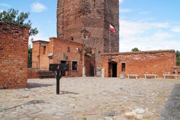 The courtyard of the medieval Teutonic castle in Brodnica, paved with cobblestones