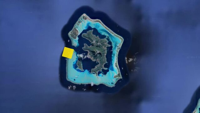 Bora - Bora, pacyfik, wyspa, woda, brzeg, mapa, wybrzeże, widok, 