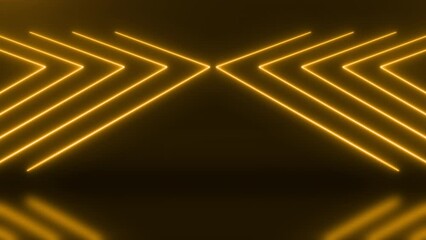 Abstract Gold Neon Line Background. Golden neon line and dark background.