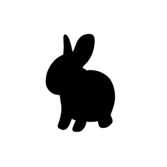 Silhouette of rabbit,Illustration of black rabbit line art,Transparency