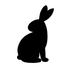 Silhouette of rabbit,Illustration of black rabbit line art,Transparency