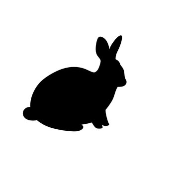 Silhouette of rabbit,Illustration of black rabbit line art,Transparency