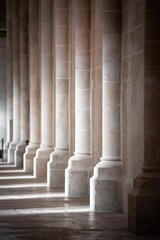 Interior of the historic Alcobasa Monastery with columns and arches in Portugal