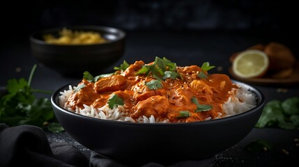 AI generated illustration of A single bowl containing a delicious Chicken tikka masala food