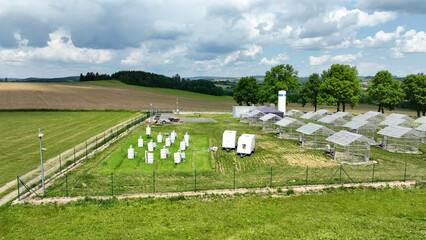 Scientific measurement respiration science station wheat common agriculture field Triticum aestivum...