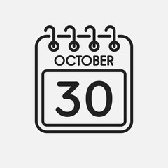 Icon page calendar day - 30 October