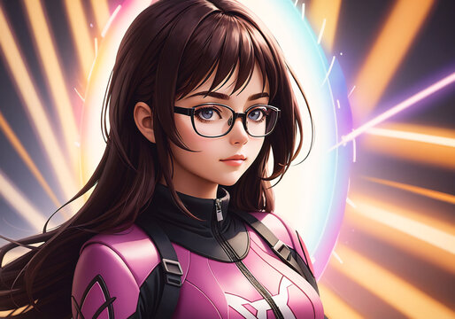 Super hero girl with glasses
