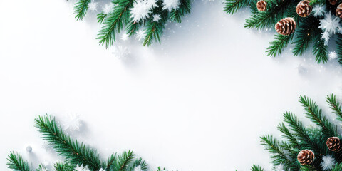 Naklejka na ściany i meble Christmas tree branches and ornaments isolated on white background,Generative AI.