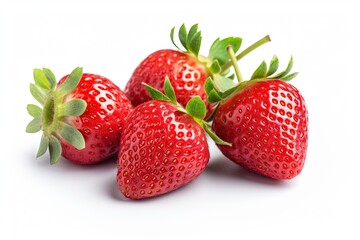 Group of Fresh Strawberries on White background Isolated