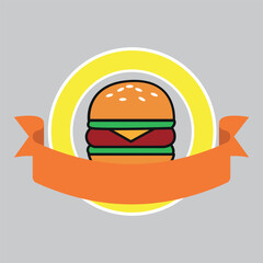 burger logo design vector template, fast food logo, badge flat modern minimal design illustration.
