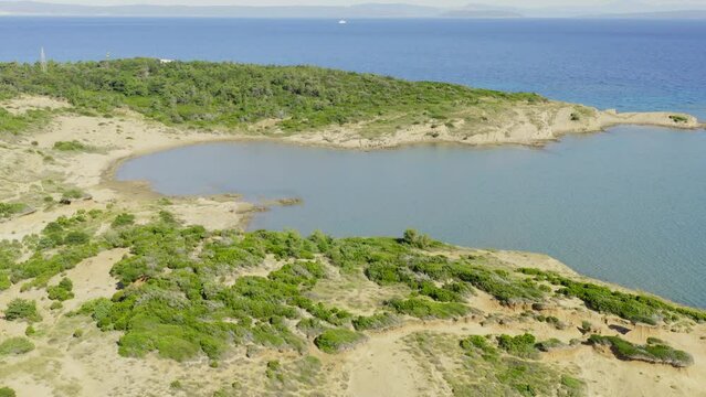 Aerial view of Lopar peninsula, Rab Island, Croatia