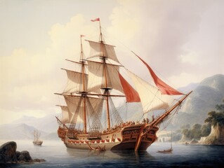 Obraz na płótnie Canvas Old Ship Symbolizing Imperialism - AI Generated