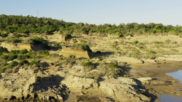 Geological sandstone formations on the Lopar peninsula, Rab Island, Croatia