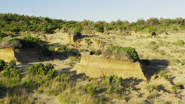 Geological sandstone formations on the Lopar peninsula, Rab Island, Croatia