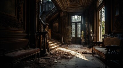 Fototapeta na wymiar Fading Memories: Abandoned Victorian Mansion