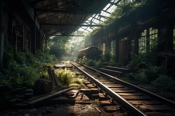 Fototapeta na wymiar Whispers of the Past: Abandoned Railway Station