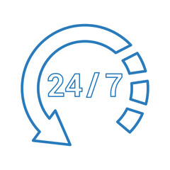 All Day Service icon. Line, outline symbol.