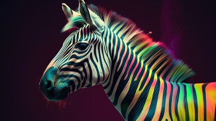  a close up of a zebra's head with a black background.  generative ai