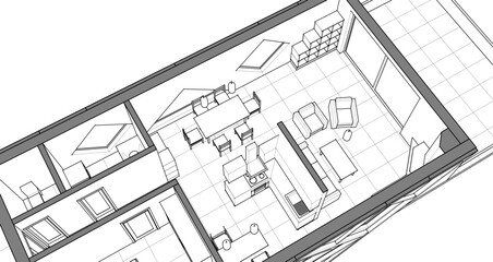 interior kitchen living room 3d illustration © Svjatoslav